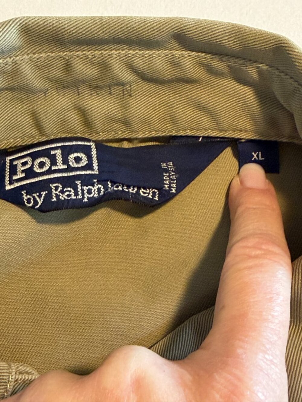 Vintage 80s POLO RALPH LAUREN Khaki Tan Harrington Jacket XL - Picture 11 of 12